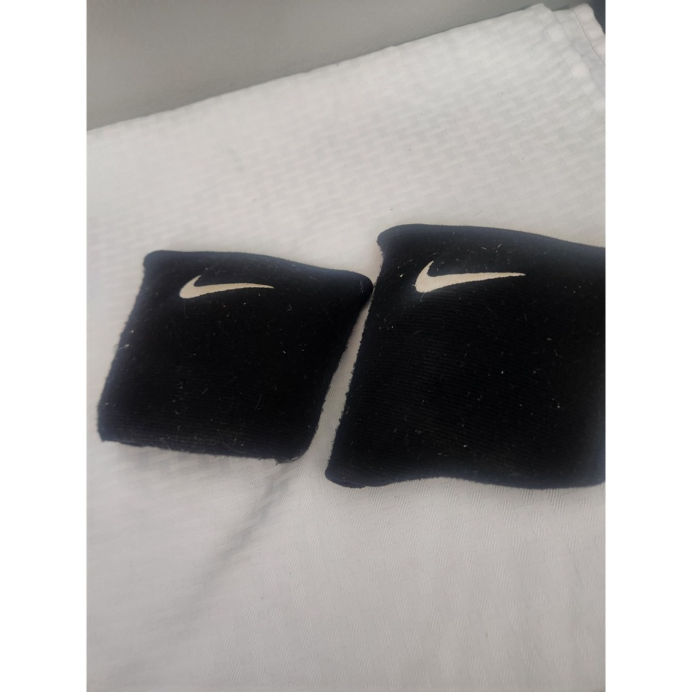 Nike Swoosh Wristbands Black White Embroidered Athletic Sweatbands Pair